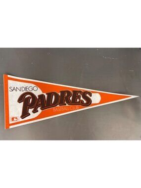 San Diego Padres Baseball Club Vintage Pennant Orange & Brown MLB Memorabilia